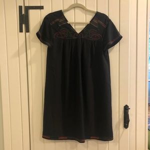 Madewell Black Dress with Colorful Embroidery